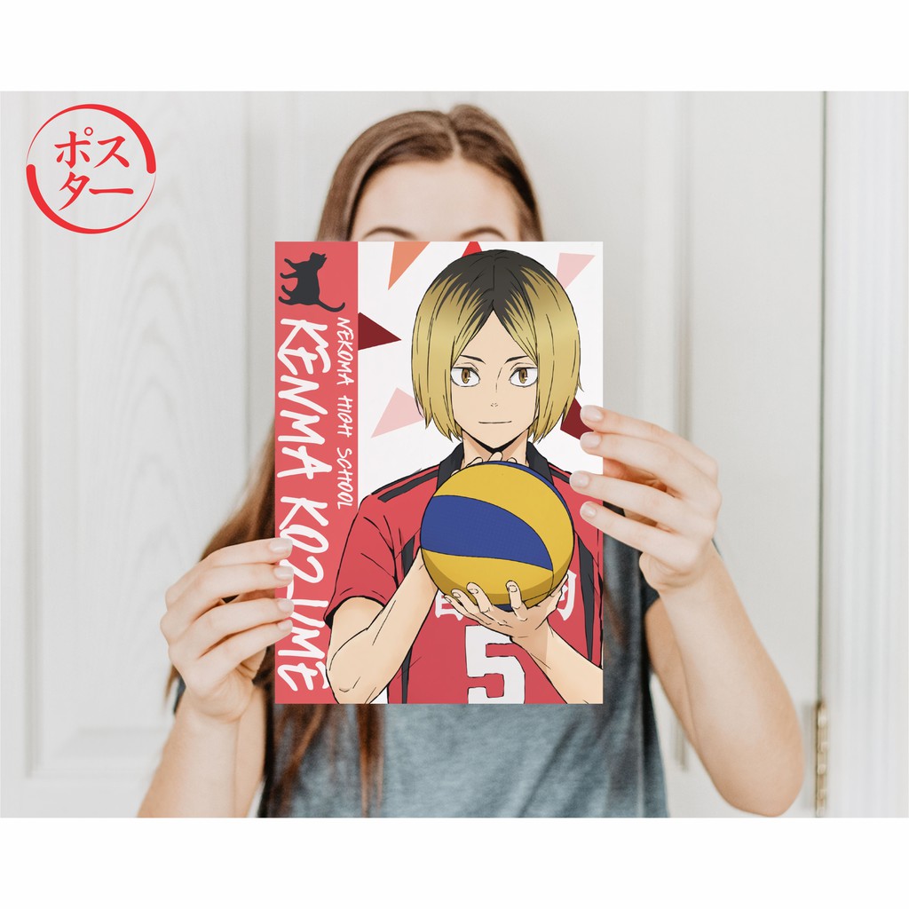 Koleksi Poster Anime Haikyuu A -  Hinata Kageyama Tsukishima Oikawa Kenma Bokuto Atsumu  - Size A4+-Kenma A