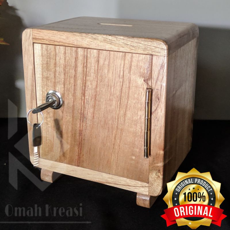 Celengan Kayu Celengan Unik Celengan Kunci Dengan Plitur Clear Gloss