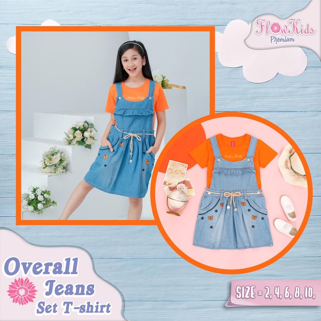 SETELAN OVERALL ANAK PEREMPUAN PREMIUM JEANS 2-10 TAHUN