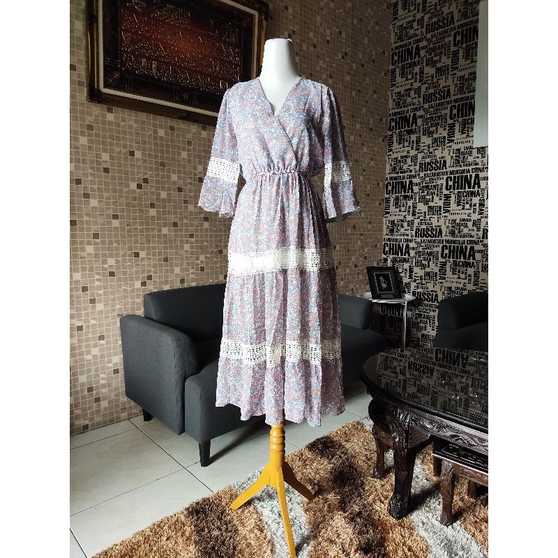 Long Dress Kimono Vintage Super Cantik Brand Ori by Buru Judy Made in Korea