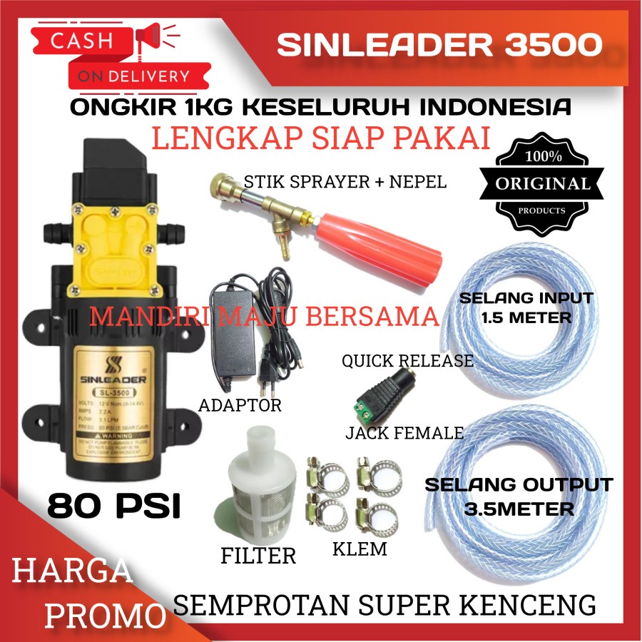 ALAT CUCI STEAM MOTOR / AC POMPA DC 12V SINLEADER ORIGINAL ONGKIR 1KG