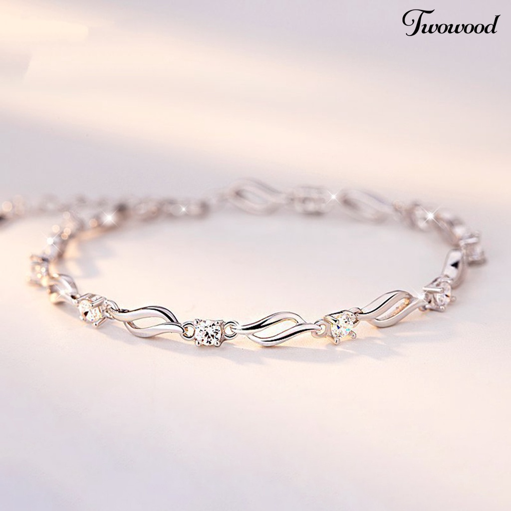 Gelang Rantai Berlian Imitasi Adjustable Untuk Wanita