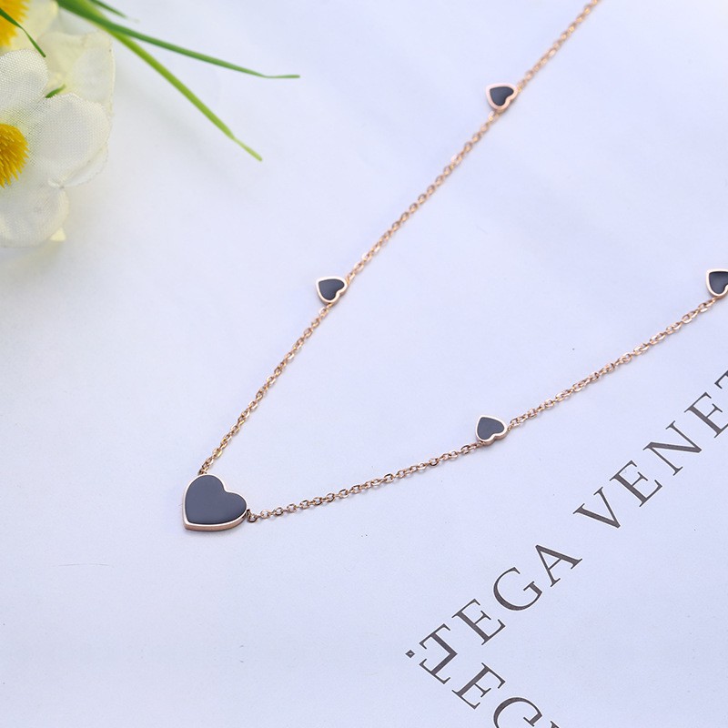 Kalung aksesoris titanium mini korea hadiah wanita cewek love 316L anti karat KK021