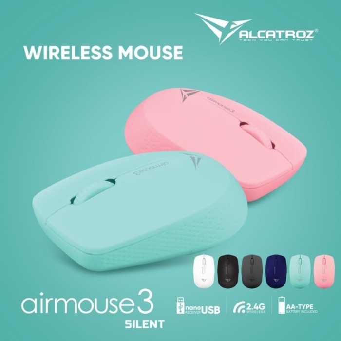 Alcatroz Airmouse 3 Wireless Silent Click Mouse Office - Blue