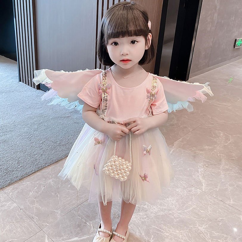 Dress Anak Perempuan Dengan Sayap Angel Rainbow