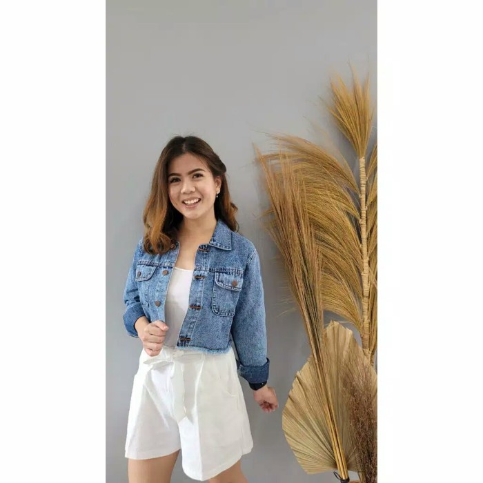Chanmi Crop Jeans Jacket crop top jaket outer wanita jaket levis