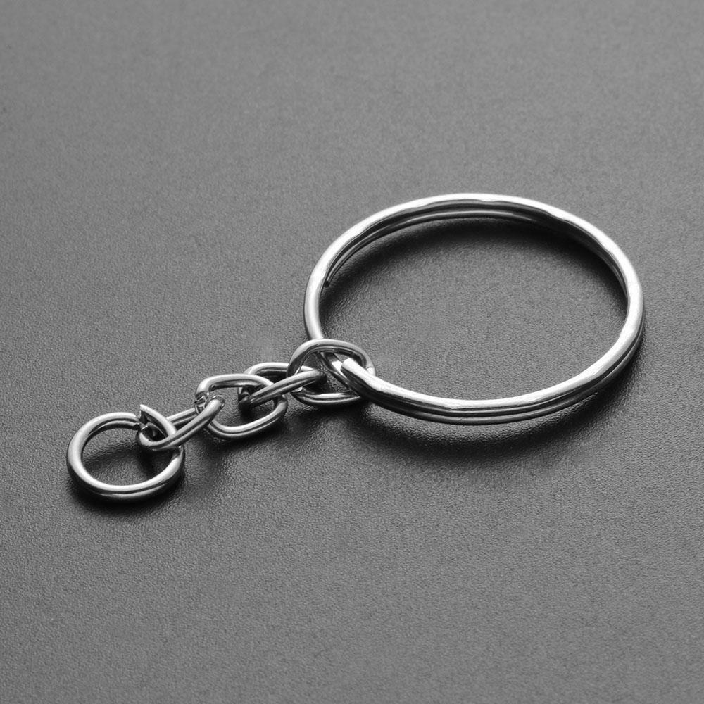 Lily 25mm Keyring Metal DIY Polished Silver Key Fob