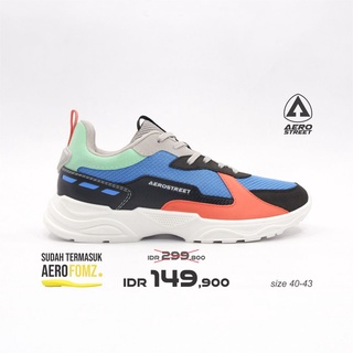 Aerostreet 40-43 Riku Navy Oranye - Sepatu Sneakers Casual Pria Wanita Aero Street 21II01