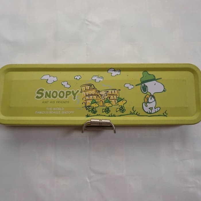 

kotak pensil / tempat pensil hijau snoopy lucu 2 tingkat