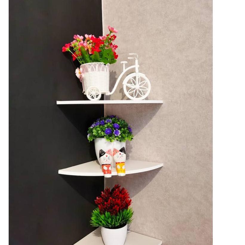 ✤ Rak Sudut Ambalan Dinding Ruangan Serbaguna / Rak Sudut 3 susun Dekorasi Dinding Wall Shelf ◊