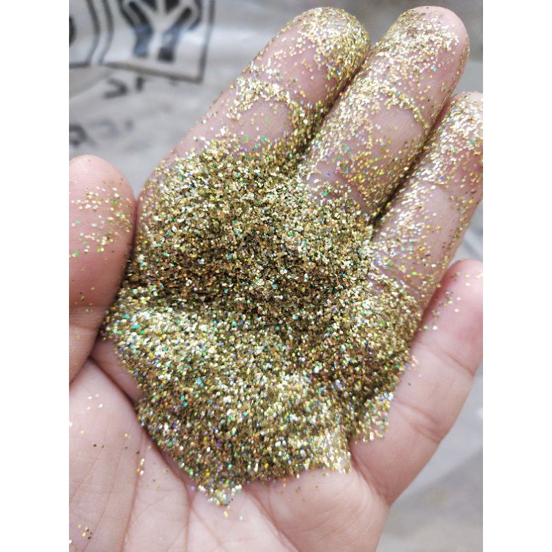 SERBUK GLITTER LIGHT GOLD HOLOGRAM KILOAN