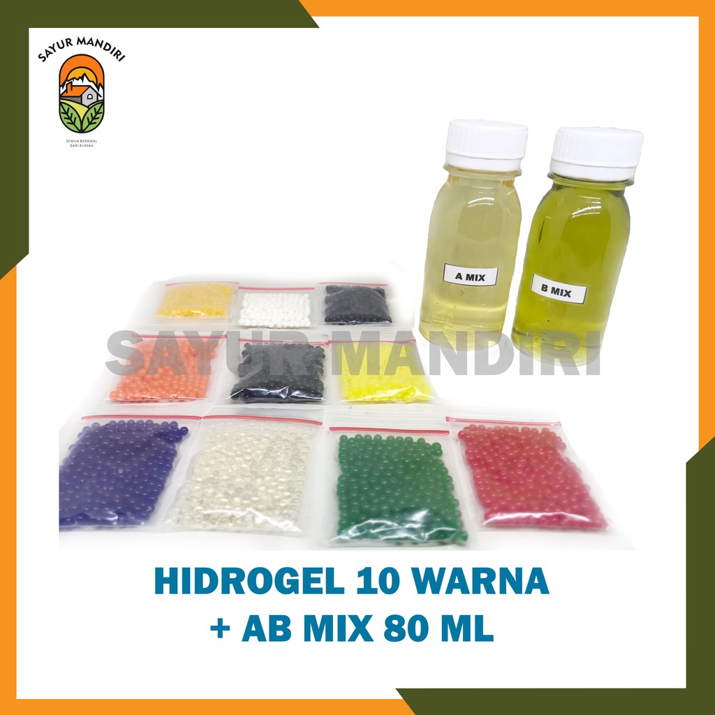 Hidrogel 10 warna + Nutrisi ABMix (BONUS SPUIT TAKARAN 10ml)