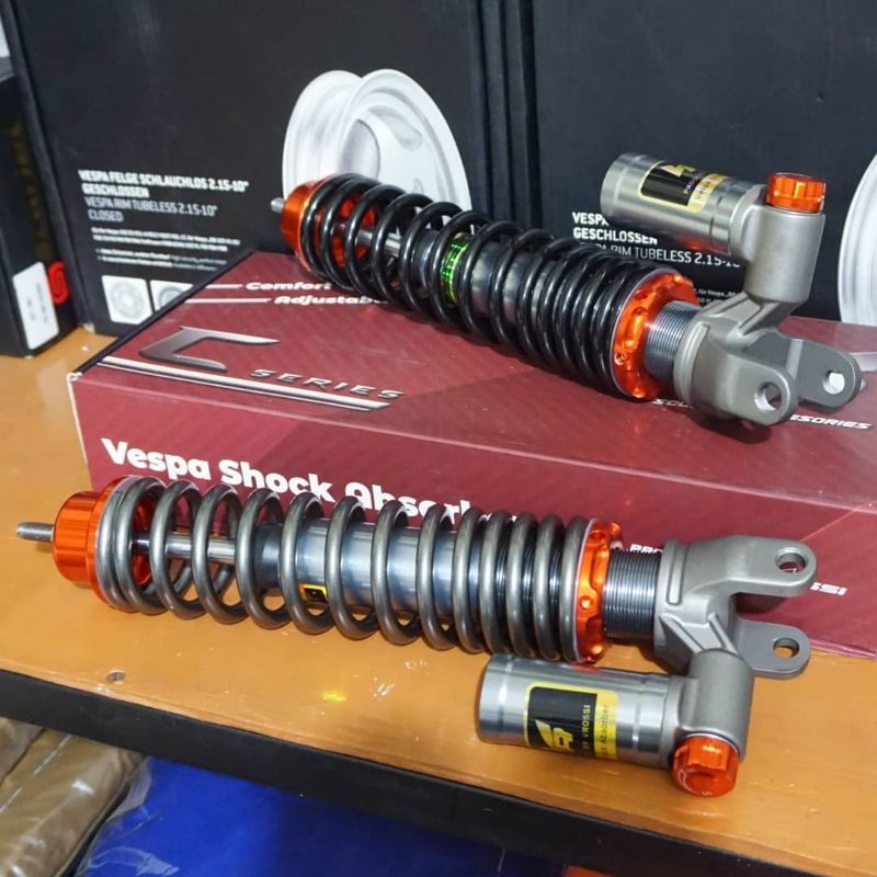 Shock Belakang Tabung Vespa Px Excel Super Sprint PTS Vrossi Sport Adjustable