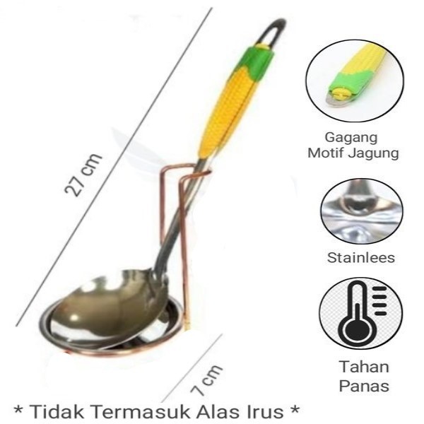 Sendok Sup Stainless - Sendok Kuah Motif Jagung - Irus Jagung - Sinduk Sayur - Centong Bentuk Jagung