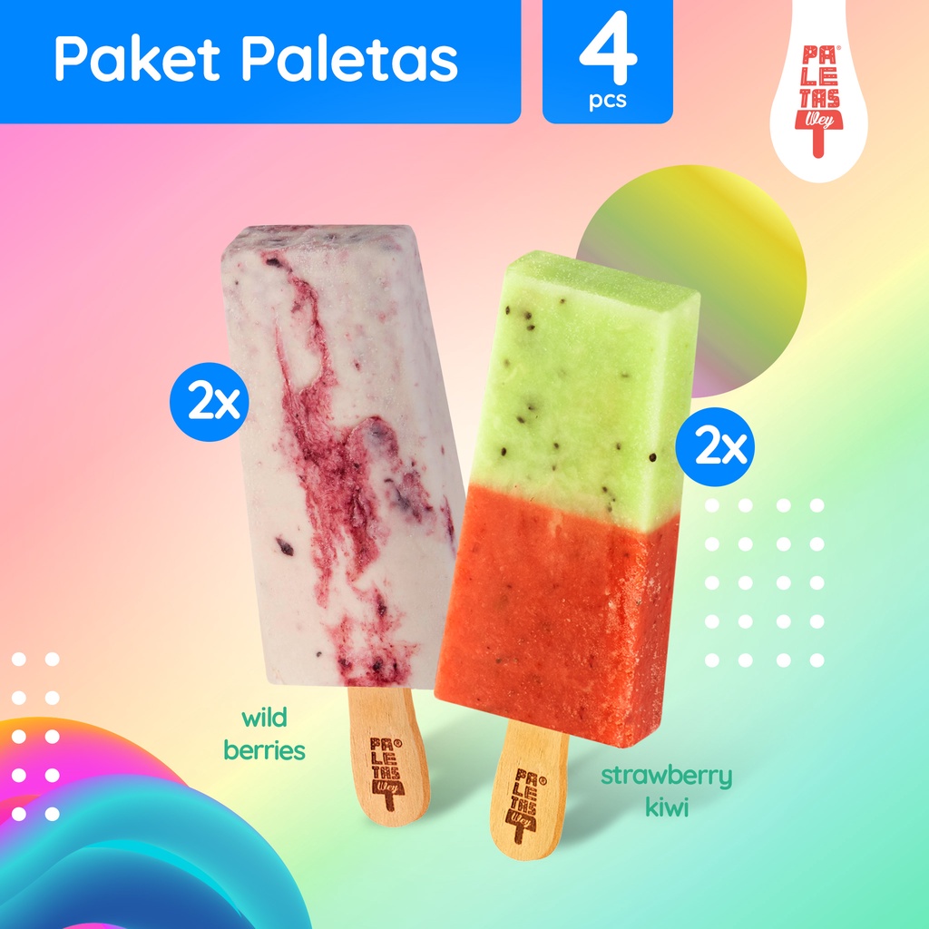 

Es Krim Paletas Wey 2 Pcs Strawberry Kiwi, 2 Pcs Wild Berries