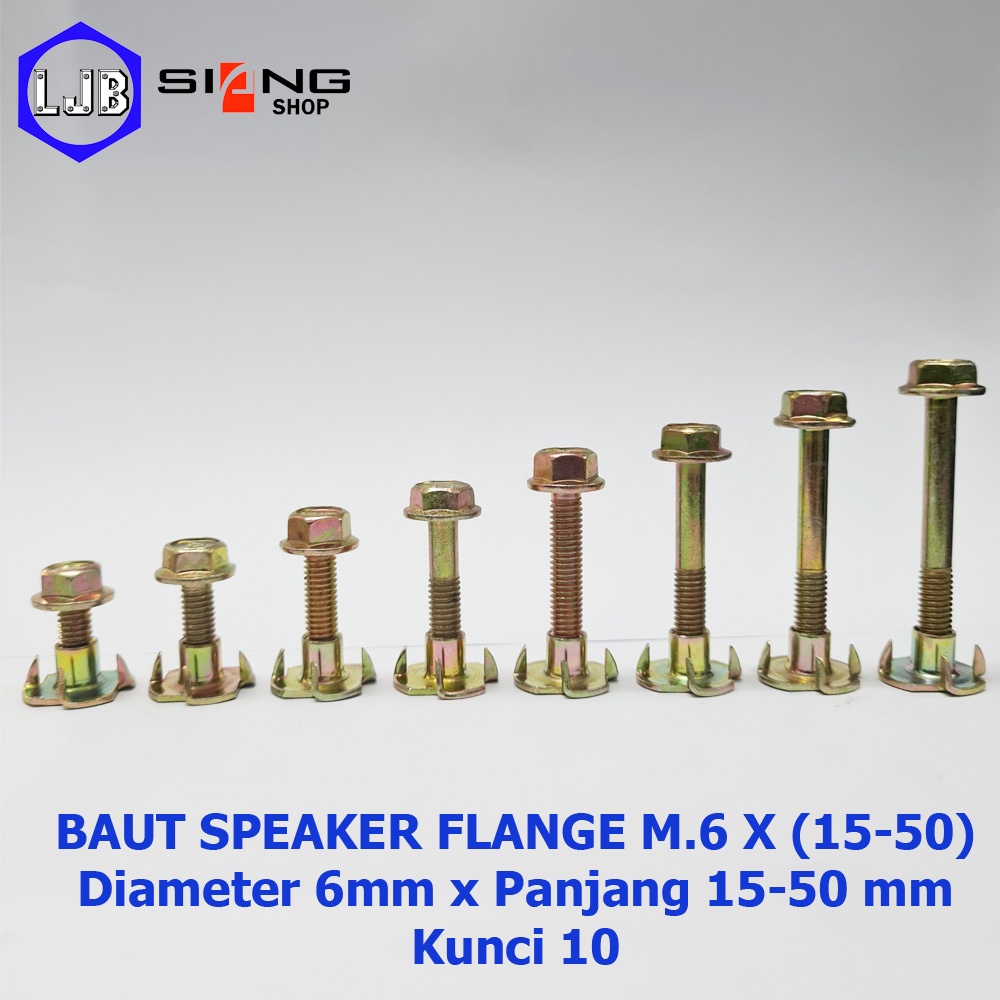 Baut M6 Speaker Cakar Flange panjang 15 sd 50mm