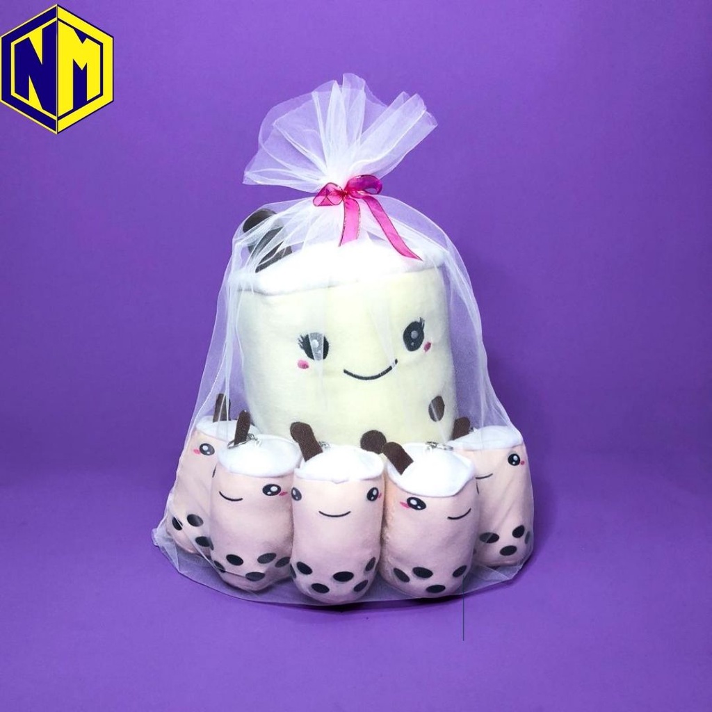 Boneka Boba Milk Tea Beranak Lucu Mewah Anak 5 Induk 1