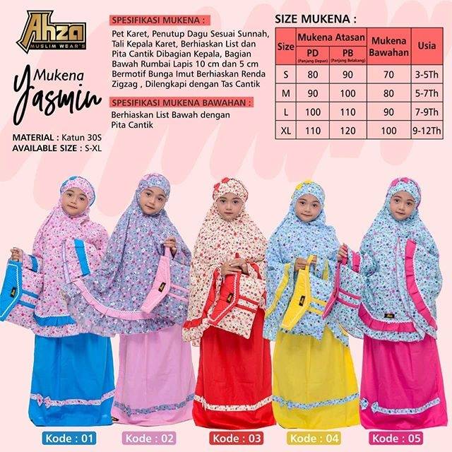 MUKENA ANAK 5-7 tahun / MUKENA YASMIN AHZA COLLECTION / MUSLIM ANAK