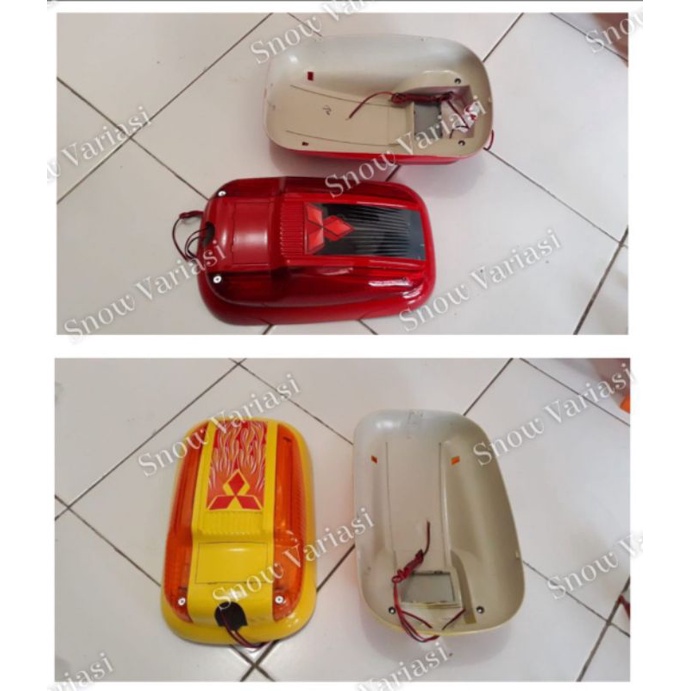 Mirror Cover Spion Canter Lampu LED Merah Kuning Chrome