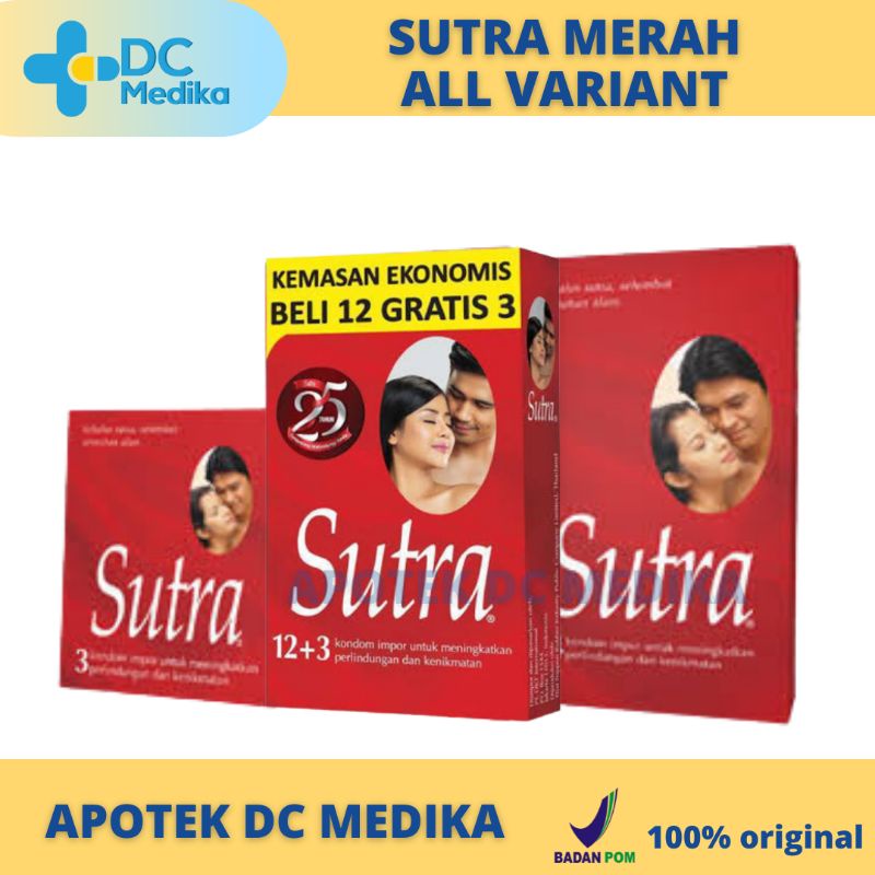 Sutra Merah isi 3 / 12 / 24 / Classic / Kontrasepsi Pria / Kondom Sutra / pcs