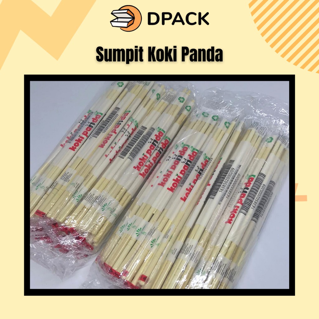 Sumpit Bambu Sumpit Steril Merk Koki Panda Isi 50 pasang + Tusuk Gigi