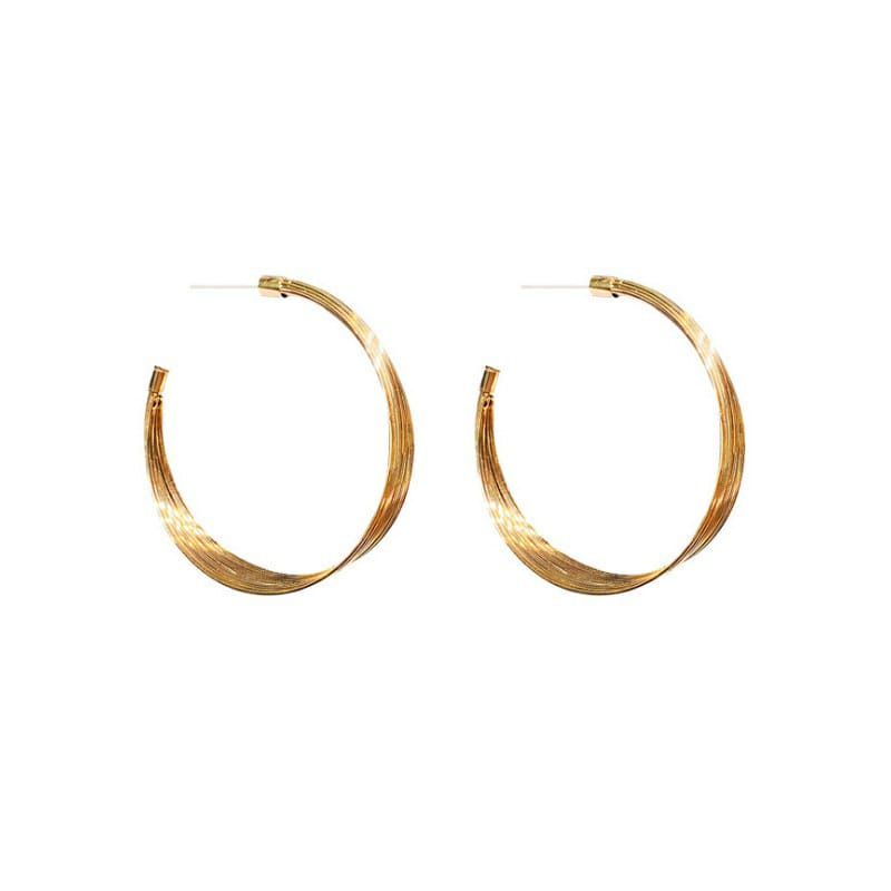 Anting Tusuk Bulat Warna Gold Bahan Metal Elegan