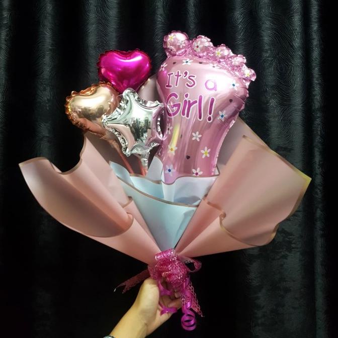 BALON BABY SHOWER/ BOUQUET BALLOON BABY GIRL/ BUKET PARCEL BALON