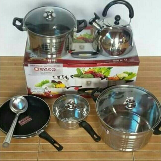 Panci Set Rosh 9 Pcs - Stainless Steel