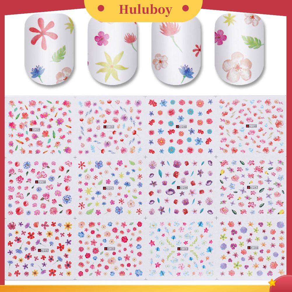 Huluboy Huluboy♡ 1 Lembar Stiker Kuku Transfer Air Motif Bunga / Dream Catcher Untuk Dekorasi Manicure DIY
