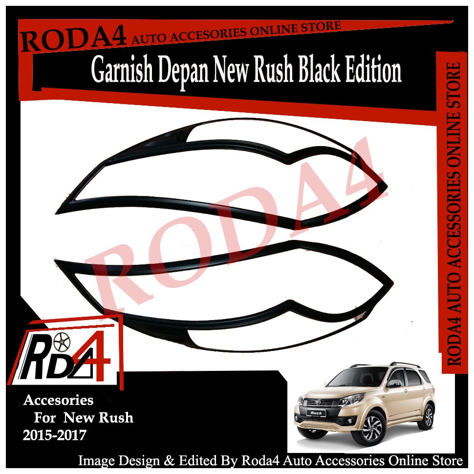 List Garnish Lampu Depan New Rush 2015 - 2017  Hitam Black Edition