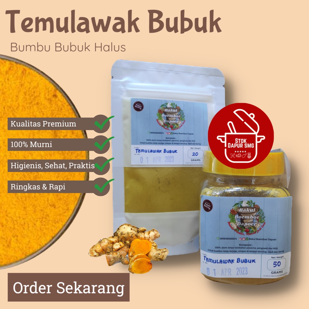 

Temulawak Bubuk / Ground Curcuma / Java Turmeric Powder Pouch Refill 20gr 50gr 100gr Botol 50gr