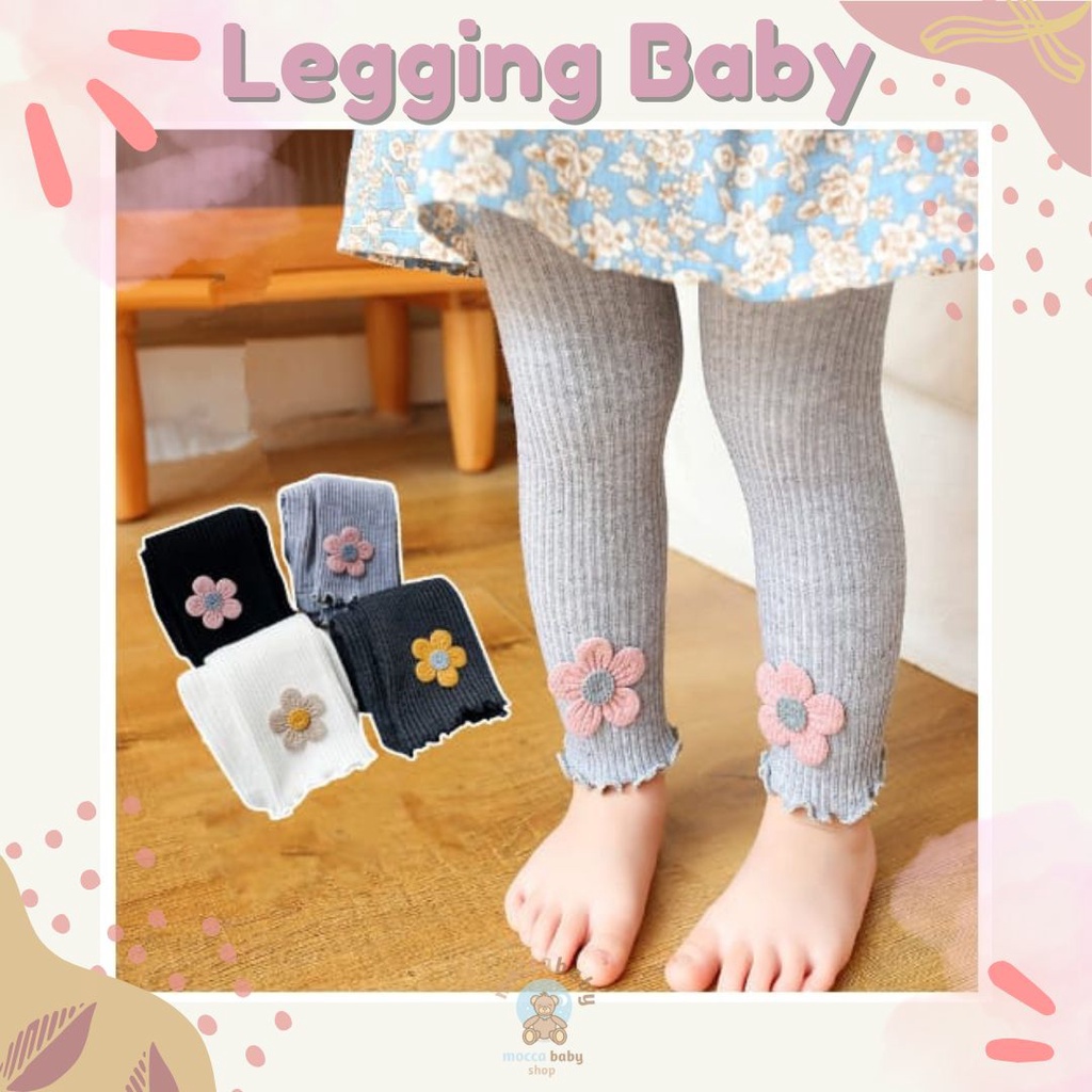MBSS - LEGGING FLOWERY Legging buka kaki bayi / anak import motif warna polos