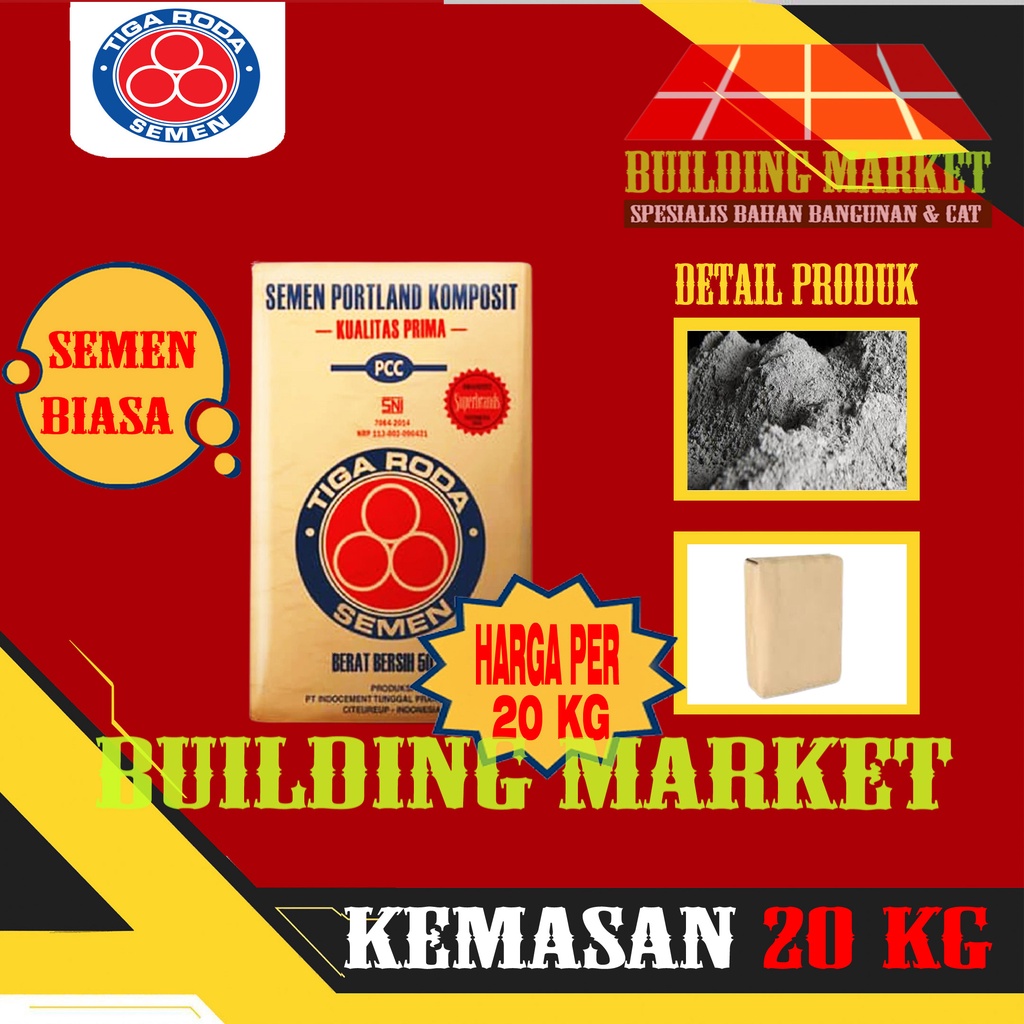 SEMEN PCC PORTLAND COMPOSIT INDOCEMENT SEMEN TIGA RODA KILONAN ECERAN 20 KG