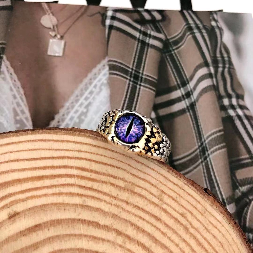 Cincin Model Terbuka adjustable Desain Mata Iblis Gaya retro hipster punk Eropa Amerika Untuk Pria