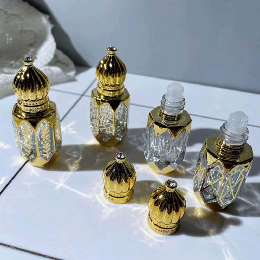 Rebuy Botol Parfum Professional Golden Beauty Roll on Essential Oil Bottle Kosmetik Sample Test Wadah Gaya Mewah Botol Isi Ulang