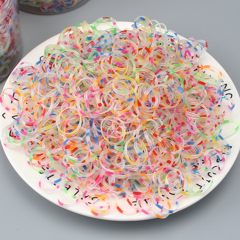700Pcs/Bottle Color Wave Apron Disposable Elasticity Small Rubber Band For Children's