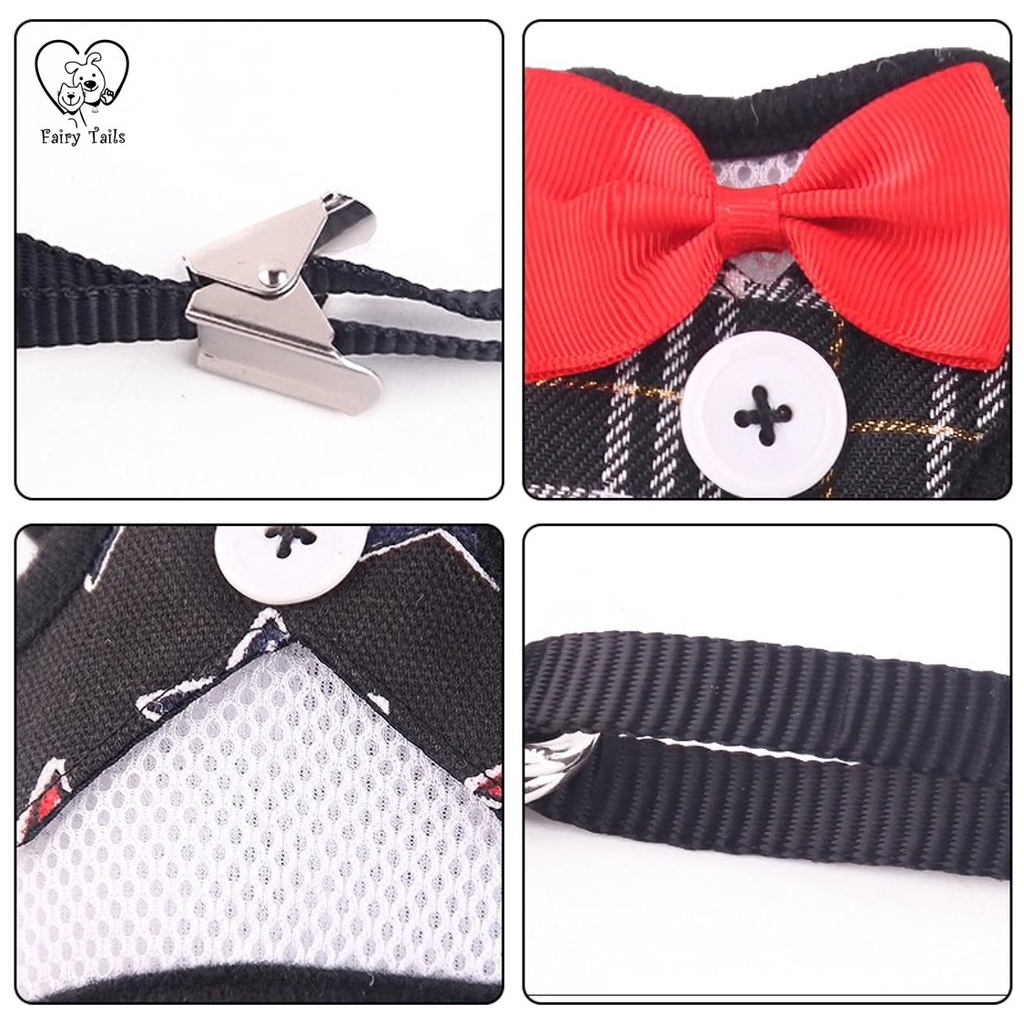 Harness Tali Tuntun Anjing Kucing Model Gentleman Bowtie Rompi Jas Elegan/Pet Harness Elegant Bowtie