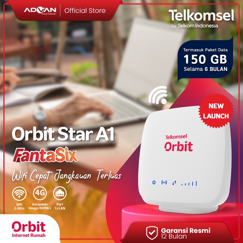 Advan Telkomsel Orbit Star A1 Modem Router 4G WiFi High Speed 150GB