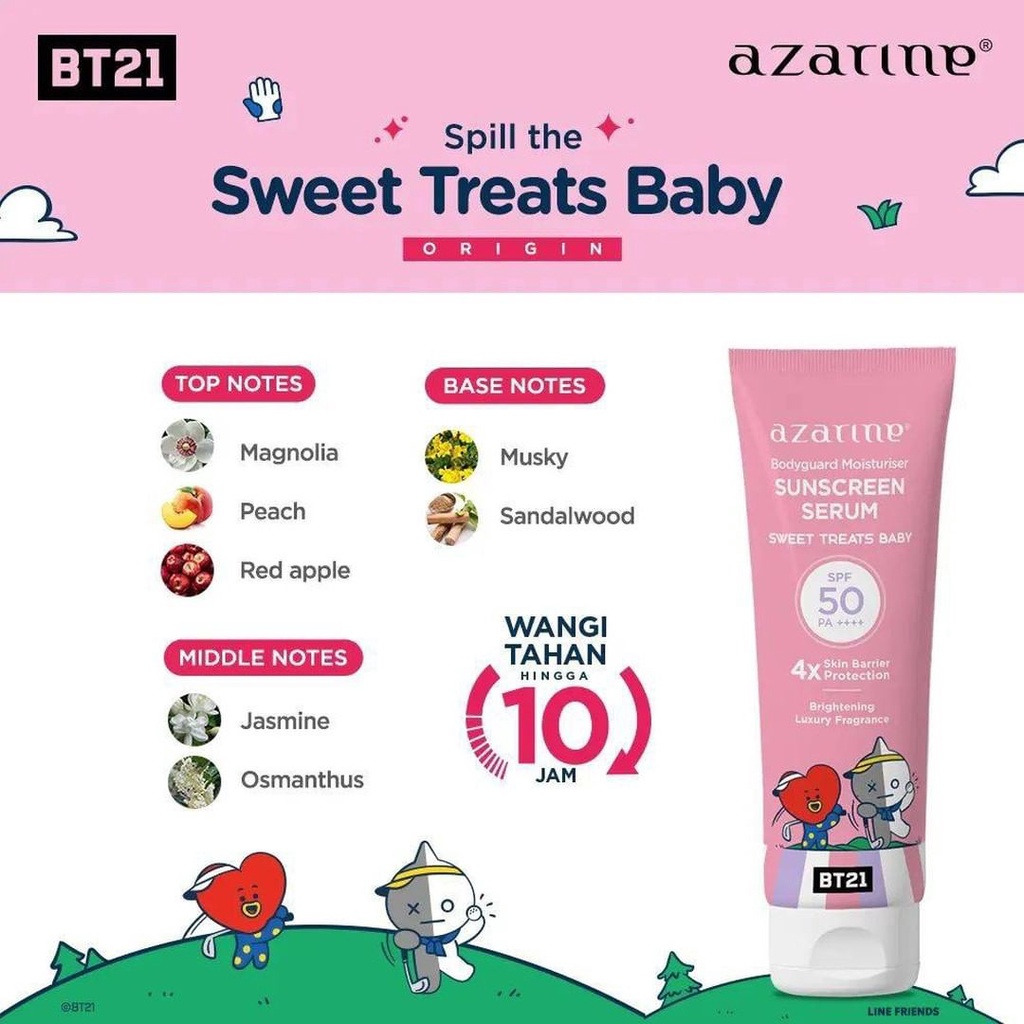 AZARINE x BT21 Body Guard Moisturizer Sunscreen Serum 100ml SPF 50 PA++++ | AZARINE Sunscree Body Guard Serum