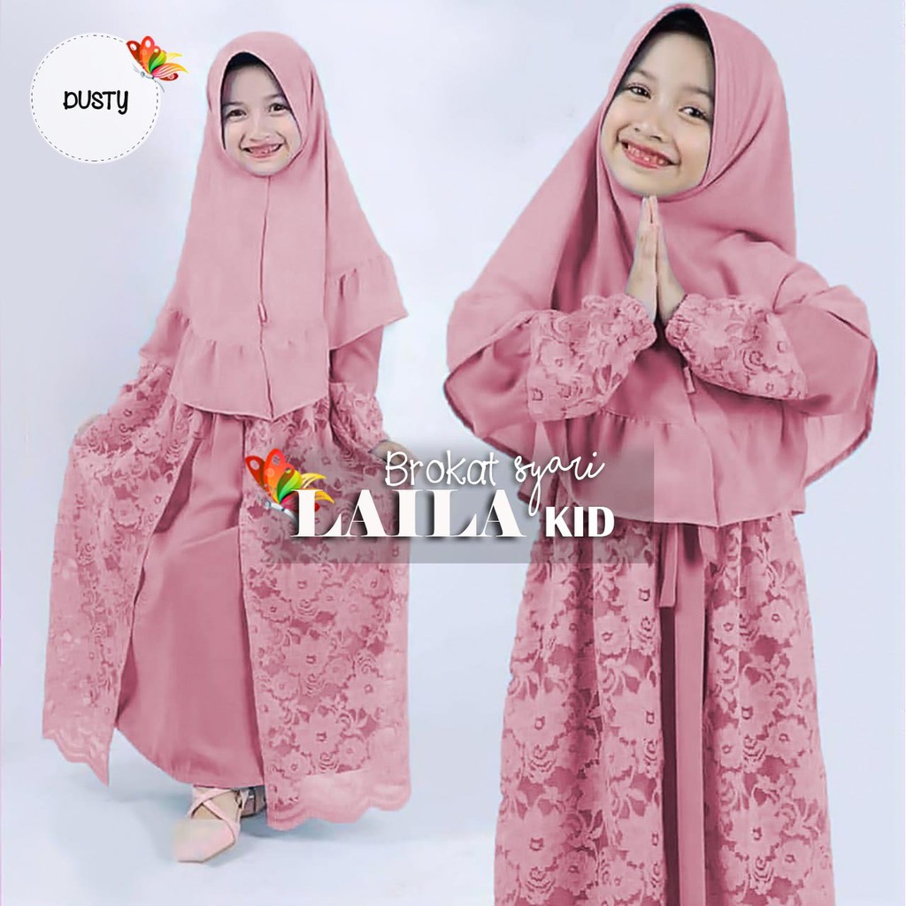 [COD] KID  SYARI BRUKAT LAILA | SETELAN DRESS MUSLIM DAN BERGO  PEREMPUAN TANGGUNG MOSCREPE POLOS