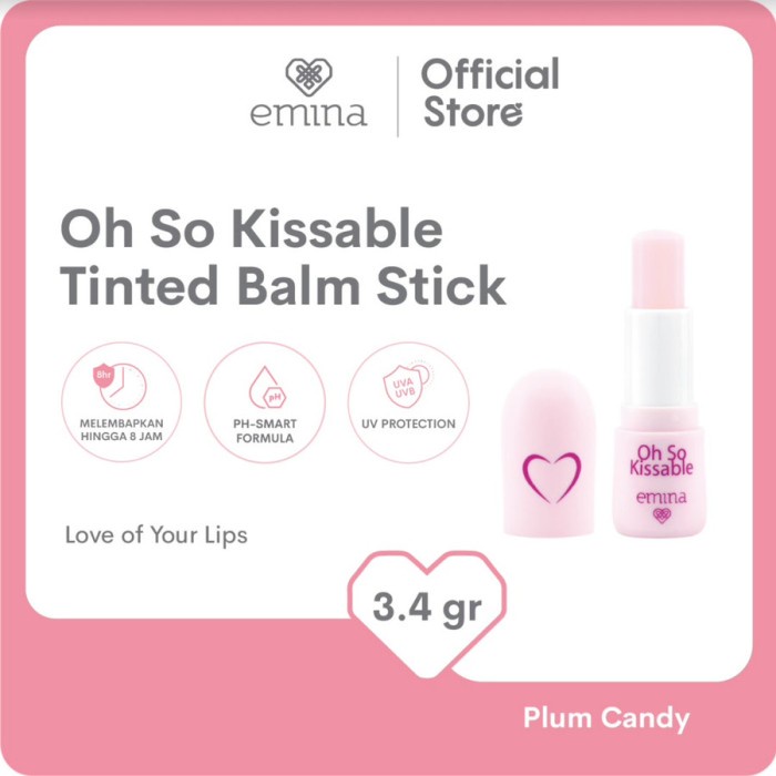 EMINA Lip Balm Oh So KIssable Stick Tinted | Pink Bonbons | Plum Candy