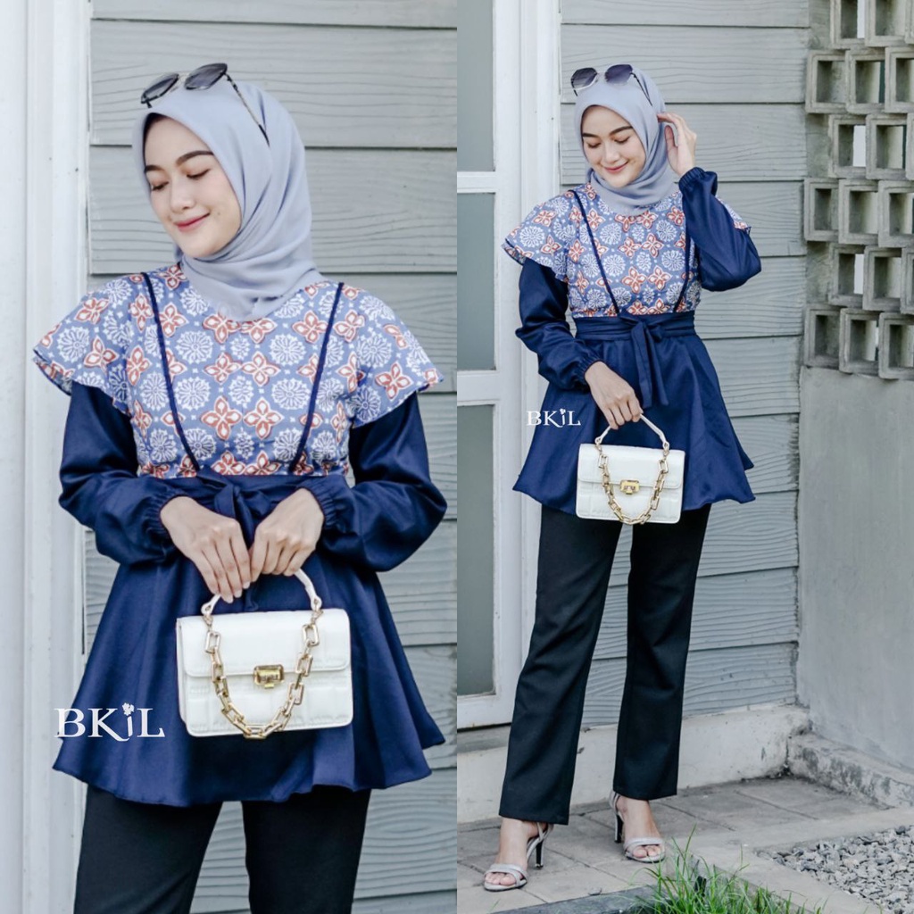 Batik wanita ASJ SA HRB026 Kenongo Kemeja Tosca Pendek-3