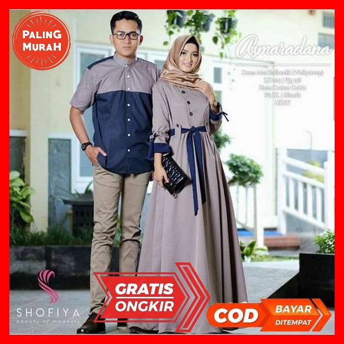 Baju Couple Muslim Pasangan Suami Istri Ayah Ibu Sarimbit Kekinian Terbaru 2022 Ukuran Jumbo Xxl 2Xl