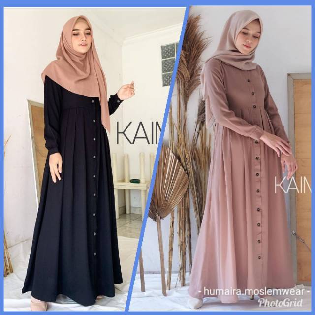 GAMIS RINJANI KAIMA MOSCREPE (GAMIS MUSLIM FULL KANCING)