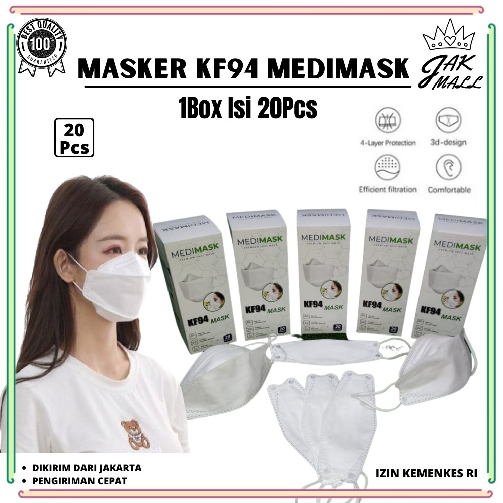 Masker KF94 4Ply Mask 4D  Earloop Premium Face Mask Isi 20Pcs