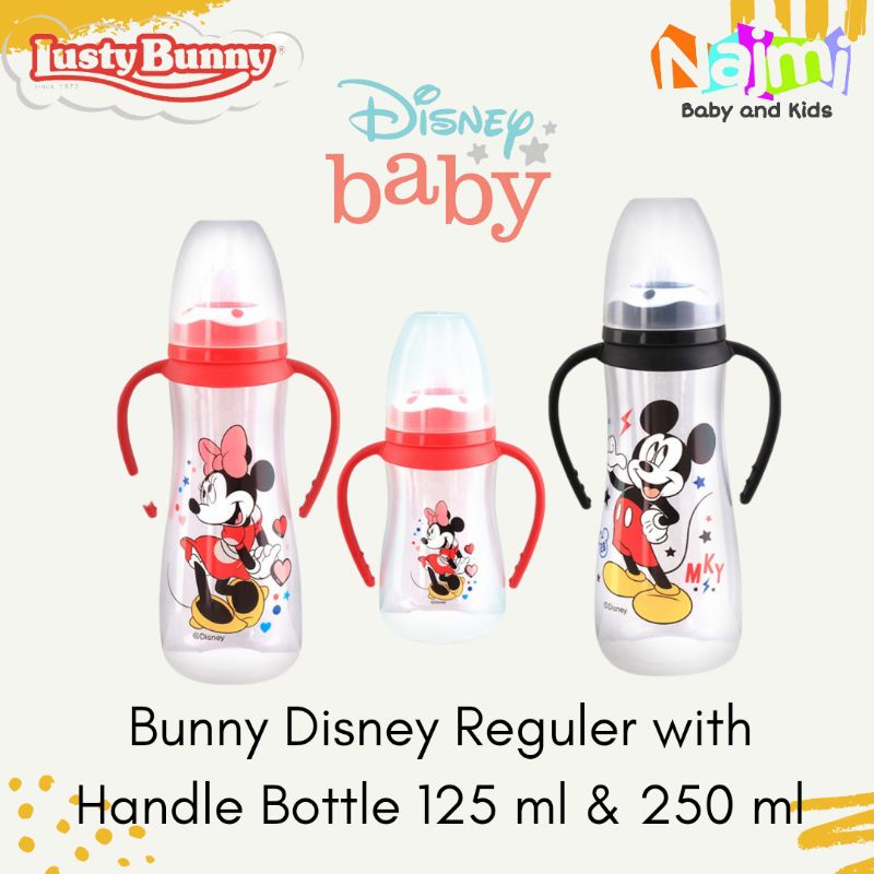 LustyBunny Disney Baby Mickey Bottle with handle 125ml 250ml / Botol Susu Bayi Bunny