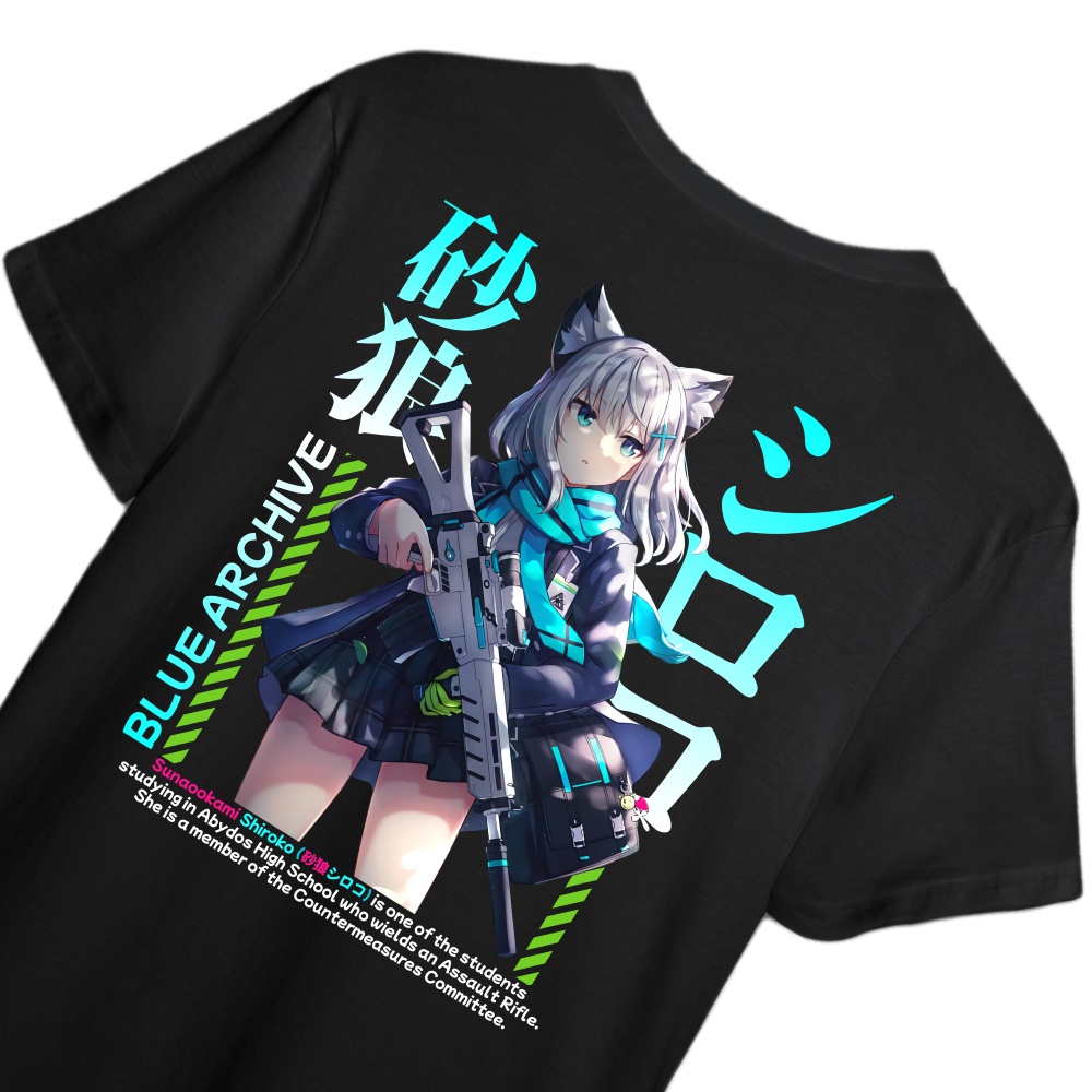KAOS SHIROKO BLUE ARCHIVE - KAOS DISTRO PRIA & WANITA KAOS ANIME & GAME BLUE ARCHIVE SHIROKO SUNAOOK