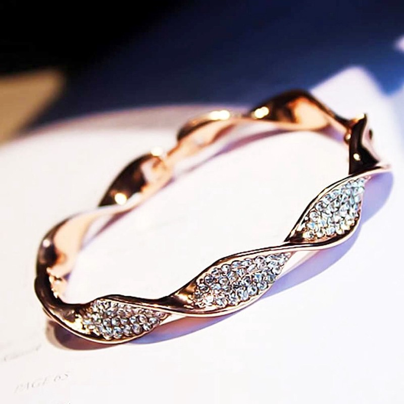 AZ032 Korea Gelang Wanita Titanium Steel Berlian Spiral Perhiasan Hadiah-4