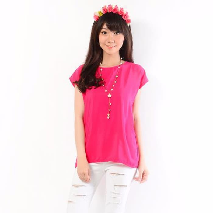 Blouse Murah SL Baju Kekinian BM  Modern [Blouse Bella SW] Blouse wanita twiscone Pink fanta BL