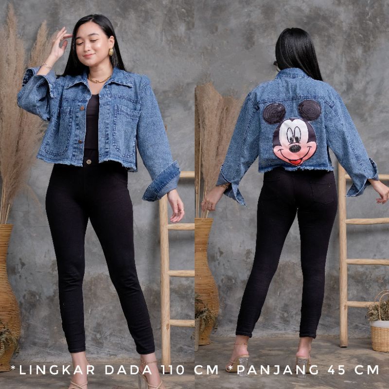 Jaket Crop Jeans Oversize Blue Acid Jeans Wanita Over Size Korean Style Jaket Jeans Wanita